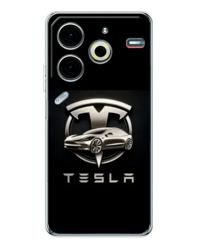 Чохол для TECNO Pova 7 Pro з картинкою «Tesla — срібне авто» Чохол для TECNO Pova 7 Pro з картинкою «Tesla — срібне авто»