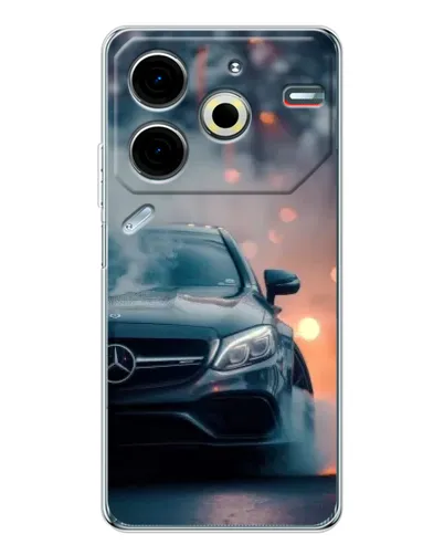 Чехол для TECNO Pova 7 Pro с картинкой «Mercedes — ночной город»