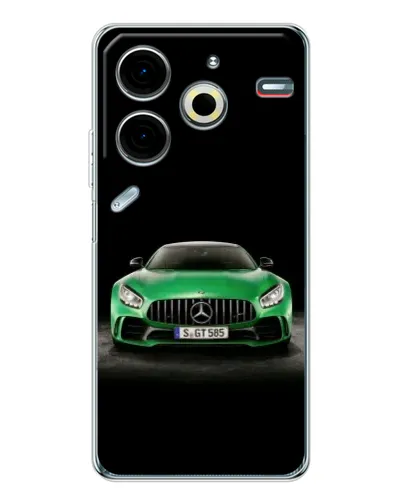 Чехол для TECNO Pova 7 Pro с картинкой «Mercedes — неоновый лого»