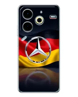 Чехол для TECNO Pova 7 Pro с картинкой «Mercedes — флаг Германии»