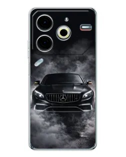 Чехол для TECNO Pova 7 Pro с картинкой «Mercedes в дыму»