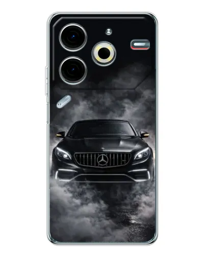 Чехол для TECNO Pova 7 Pro с картинкой «Mercedes в дыму»