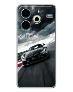 Чехол для TECNO Pova 7 Pro с картинкой «Гоночный Mercedes AMG»