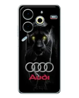 Чехол для TECNO Pova 7 Pro с картинкой «Пантера и Audi»