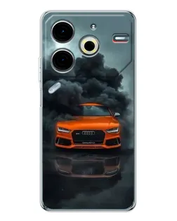 Чехол для TECNO Pova 7 Pro с картинкой «Audi в облаках дыма»