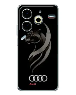 Чехол для TECNO Pova 7 Pro с картинкой «Графика — пантера и Audi»