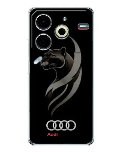 Чехол для TECNO Pova 7 Pro с картинкой «Графика — пантера и Audi»