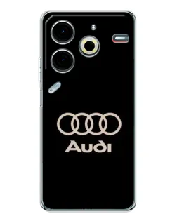 Чехол для TECNO Pova 7 Pro с картинкой «Audi — золотой логотип»