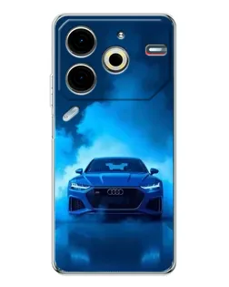 Чехол для TECNO Pova 7 Pro с картинкой «Audi — голубая энергия»