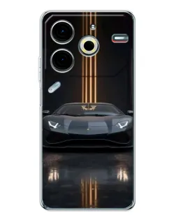 Чохол для TECNO Pova 7 Pro з картинкою «Lamborghini золоті лінії»