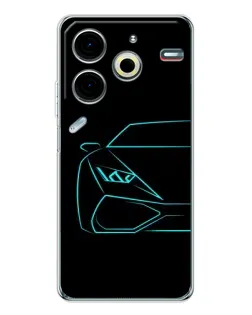Чехол для TECNO Pova 7 Pro с картинкой «Голубой силуэт Lamborghini»