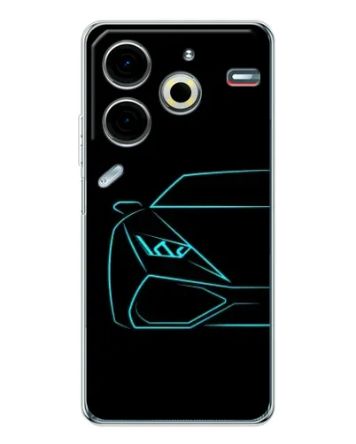 Чехол для TECNO Pova 7 Pro с картинкой «Голубой силуэт Lamborghini» Чехол для TECNO Pova 7 Pro с картинкой «Голубой силуэт Lamborghini»