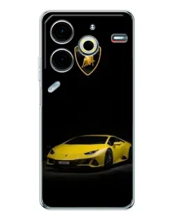 Чехол для TECNO Pova 7 Pro с картинкой «Lamborghini желтый акцент»