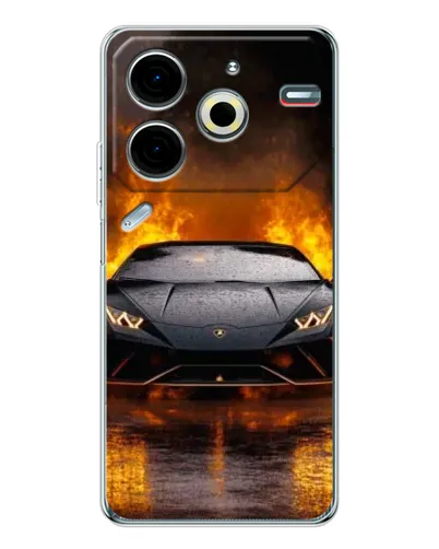 Чехол для TECNO Pova 7 Pro с картинкой «Lamborghini в огне» Чехол для TECNO Pova 7 Pro с картинкой «Lamborghini в огне»