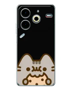 Чехол для TECNO Pova 7 Pro с картинкой «Пушин на черном»