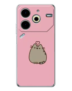 Чехол для TECNO Pova 7 Pro с картинкой «Pusheen сердце»