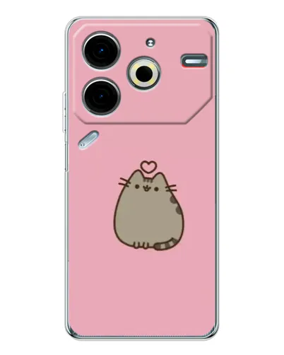 Чехол для TECNO Pova 7 Pro с картинкой «Pusheen сердце»