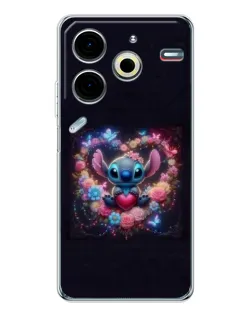 Чохол для TECNO Pova 7 Pro з картинкою «Stitch у квітах» Чохол для TECNO Pova 7 Pro з картинкою «Stitch у квітах»