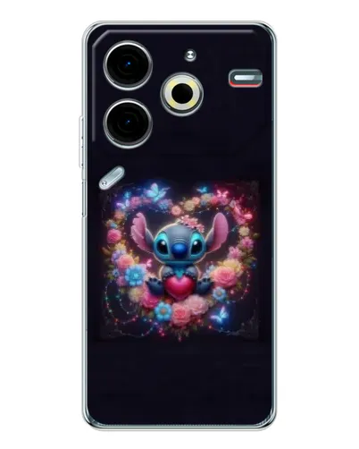 Чохол для TECNO Pova 7 Pro з картинкою «Stitch у квітах»