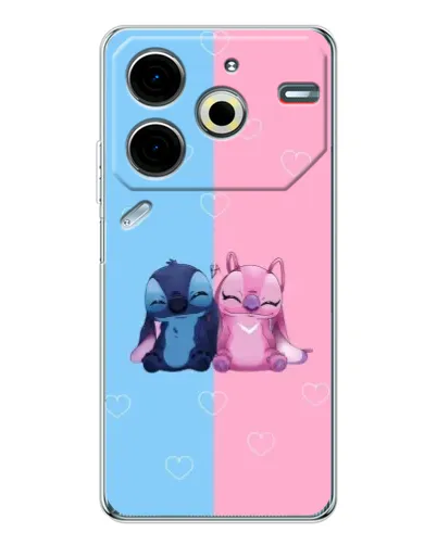 Чохол для TECNO Pova 7 Pro з картинкою «Stitch та Angel Love»