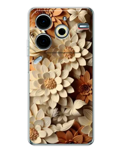 Чохол для TECNO Pova 7 Pro з картинкою «Бежевий флористичний декор»