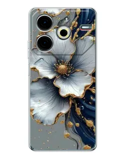 Чохол для TECNO Pova 7 Pro з картинкою «Біла квітка та золотий флюїд»