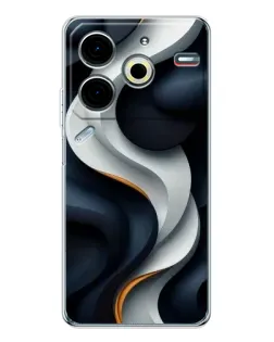 Чохол для TECNO Pova 7 Pro з картинкою «Об'ємні чорно-білі стрічки»