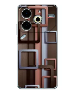 Чохол для TECNO Pova 7 Pro з картинкою «Коричневі об'ємні квадрати»