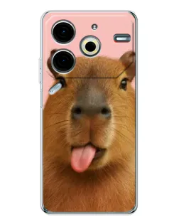 Чохол для TECNO Pova 7 Pro з картинкою «Капібара з язиком»