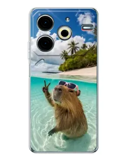 Чохол для TECNO Pova 7 Pro з картинкою «Капібара на морі»