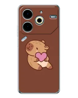 Чохол для TECNO Pova 7 Pro з картинкою «Капібара з серцем»
