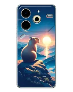 Чохол для TECNO Pova 7 Pro з картинкою «Захід сонця з капібарою»
