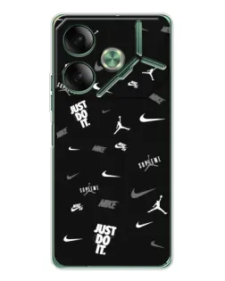 Чехол для TECNO Pova 7 Ultra с картинкой «Nike Black Pattern»
