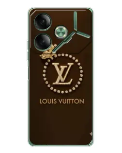 Чехол для TECNO Pova 7 Ultra с картинкой «LV — золотая печать»