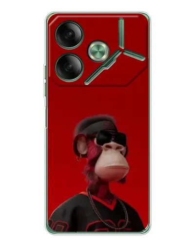 Чехол для TECNO Pova 7 Ultra с картинкой «Bored Ape в красном»