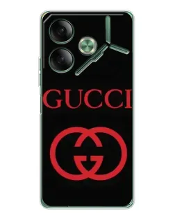 Чехол для TECNO Pova 7 Ultra с картинкой «Gucci — красный логотип»