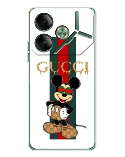 Чехол для TECNO Pova 7 Ultra с картинкой «Микки Маус Gucci — полосы»