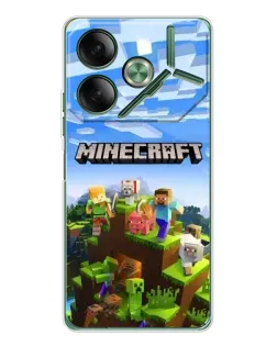 Чехол для TECNO Pova 7 Ultra с картинкой «Minecraft классический мир»