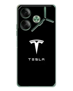 Чехол для TECNO Pova 7 Ultra с картинкой «Tesla White Logo» Чехол для TECNO Pova 7 Ultra с картинкой «Tesla White Logo»