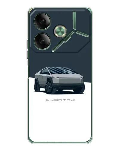 Чехол для TECNO Pova 7 Ultra с картинкой «Серебристый Cybertruck Tesla»