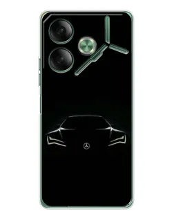 Чехол для TECNO Pova 7 Ultra с картинкой «Mercedes — силуэт авто» Чехол для TECNO Pova 7 Ultra с картинкой «Mercedes — силуэт авто»