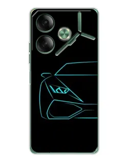 Чехол для TECNO Pova 7 Ultra с картинкой «Голубой силуэт Lamborghini» Чехол для TECNO Pova 7 Ultra с картинкой «Голубой силуэт Lamborghini»