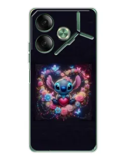 Чехол для TECNO Pova 7 Ultra с картинкой «Stitch в цветах» Чехол для TECNO Pova 7 Ultra с картинкой «Stitch в цветах»