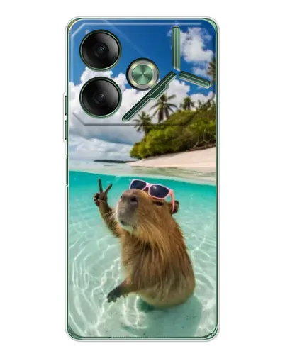 Чехол для TECNO Pova 7 Ultra с картинкой «Капибара на море»
