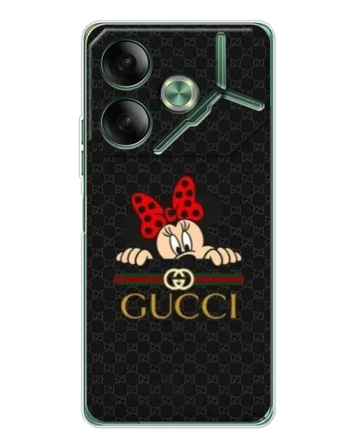 Чехол для TECNO Pova 7 с картинкой «Минни Маус Gucci — черный»