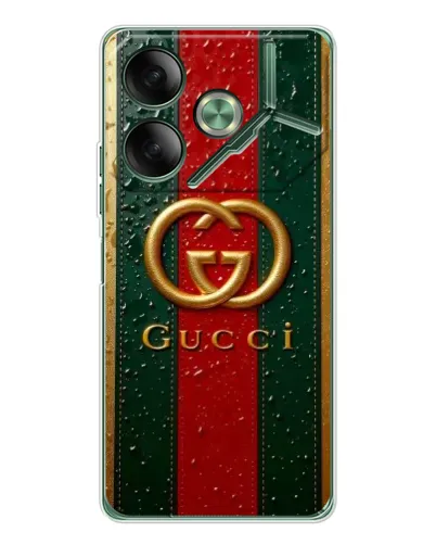 Чехол для TECNO Pova 7 с картинкой «Gucci — фирменная полоса и золото» Чехол для TECNO Pova 7 с картинкой «Gucci — фирменная полоса и золото»