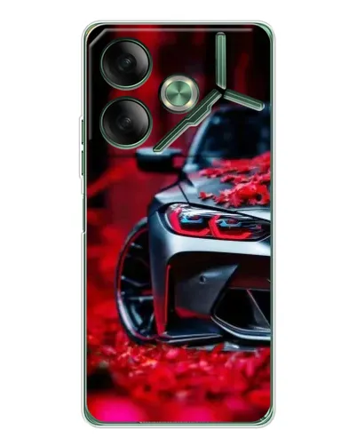 Чохол для TECNO Pova 7 з картинкою «Спортивна BMW та квіти»