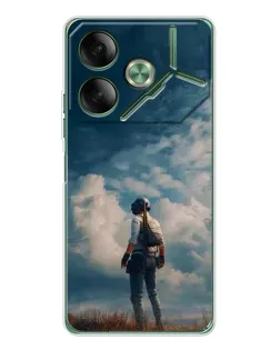 Чохол для TECNO Pova 7 з картинкою «Герой PUBG на скелі»