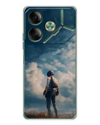 Чохол для TECNO Pova 7 з картинкою «Герой PUBG на скелі» Чохол для TECNO Pova 7 з картинкою «Герой PUBG на скелі»