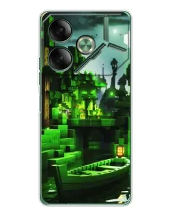 Чехол для TECNO Pova 7 с картинкой «Minecraft лесной пейзаж»